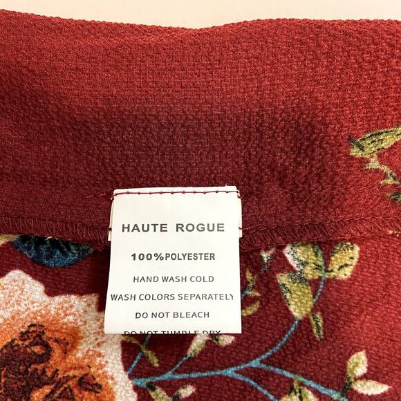 Haute Rogue Red Floral Romper Size Large - Picture 5 of 8